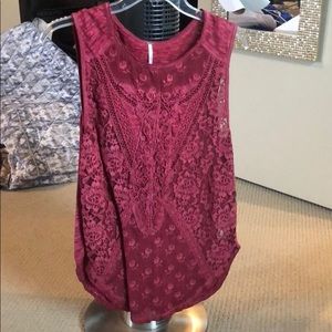 Free people red lace top